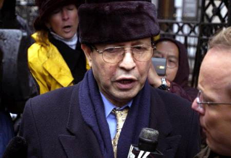 Iraqi Ambassador to the United Nations, Mohammed Ad-Douri, leaves Iraq's Mission to the UN, mobbed by journalists and responded 'the game is over, lets just hope peace,' New York, April 9, 2003.